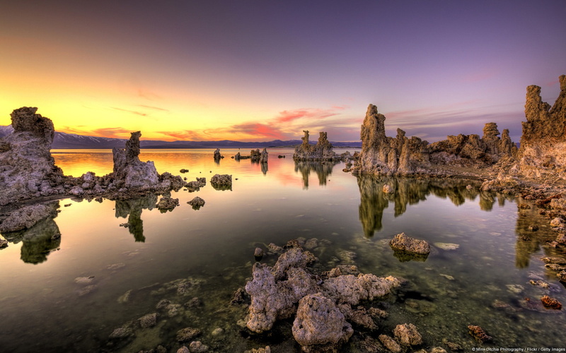 water, sky, carbide, calcium, sunset, cloud - sky, tranquility, purple, rock, orange color, scenics - nature, beauty in nature, mono, no people, waterfront