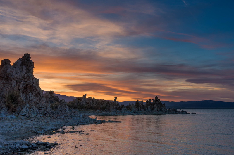 landscape, clouds, mono, nature, 1080P, formation, sunset, scenics, orange, near, lake, sea, beach, rock, sky
