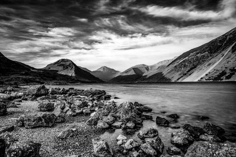 mountain, water, black And White, lake district, scenics, wastwater, long exposure, beside, Explored, body of water, england, Wast Water, Mono, grayscale