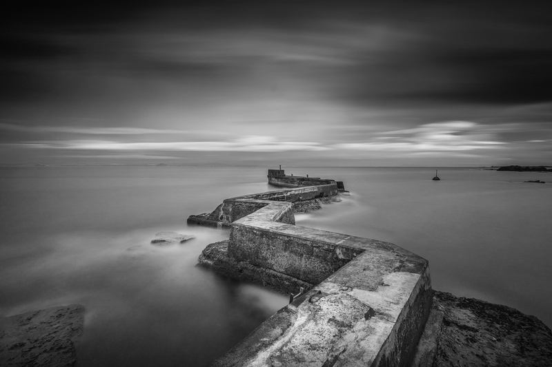 water, Scotland, long exposure, black and white, ocean, clouds, body of water, St Monans, st, pathway, monans, scale, sunset, coast, Mono, firth of forth