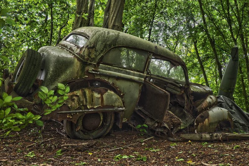 green, retired, run down, car cemetery, obsolete, auto, field, scrap, old cars, decline, over, dirty, break up, mood, near, discarded, transportation, pkw