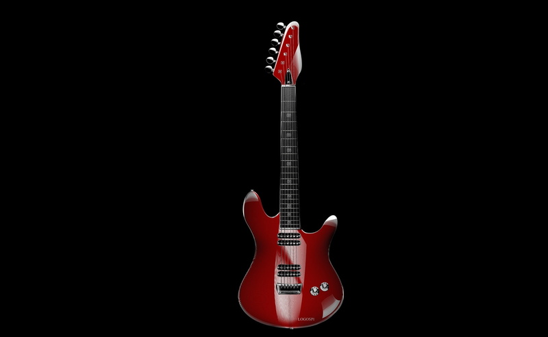 Guitar, still life, electric guitar, Artwork, electric, aggression, black background, front view, string, arts culture and entertainment, stratocaster