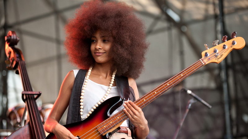 Fender, bass guitars, ebony, women, Esperanza Spalding, black, 1080P