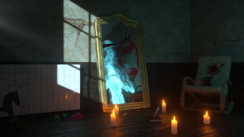 illuminated, spooky, 1080P, window, fan art, fire, 3D, no people, burning, flame, model, domestic room, human representation, table, representation, curtain