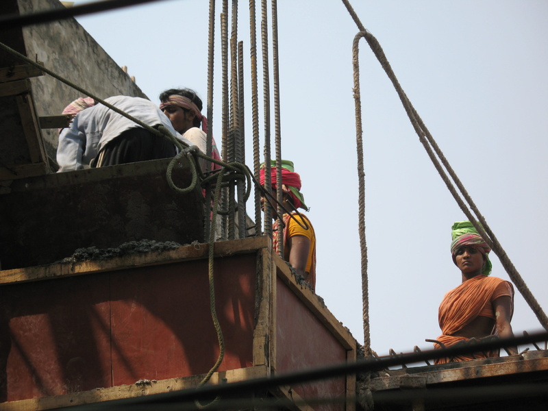 sky, people, men, hardhat, India, adults only, construction site, building, real people, development, 2K, site, occupation, low angle view, Workers, construction worker