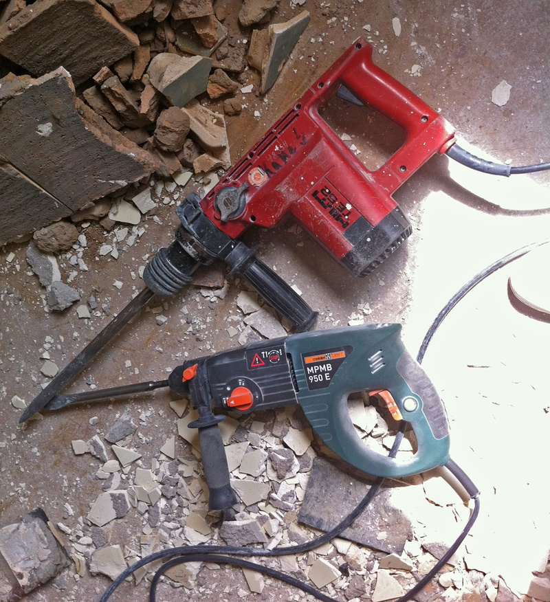 destruction, demolished, remove, atmosphere, construction Industry, high angle view, electric tools, machinery, chisel, outdoors, crash, new beginning