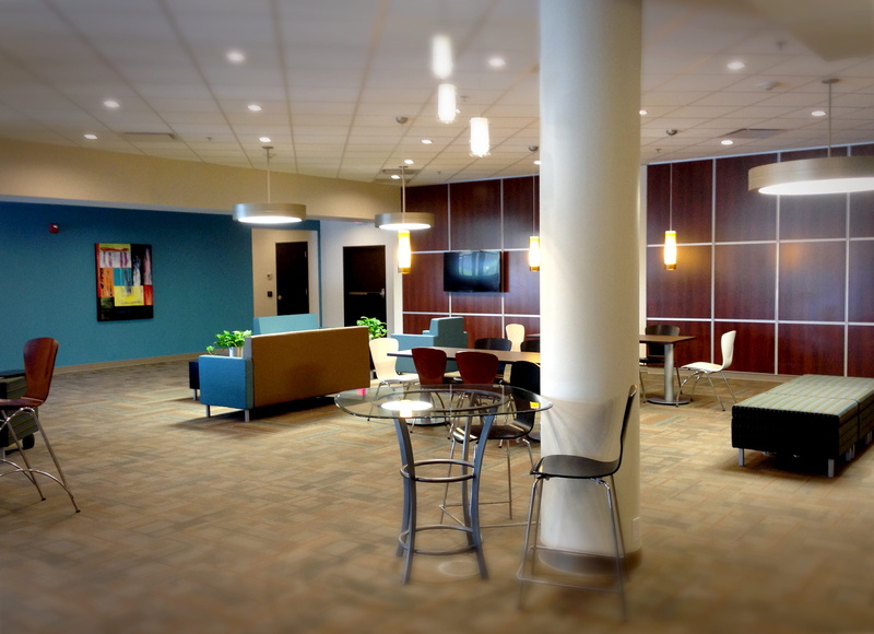 entrance, luxury, concrete, ceiling, furniture, near, absence, table, lighting equipment, illuminated, top, waiting room, electric lamp, contemporary, flooring