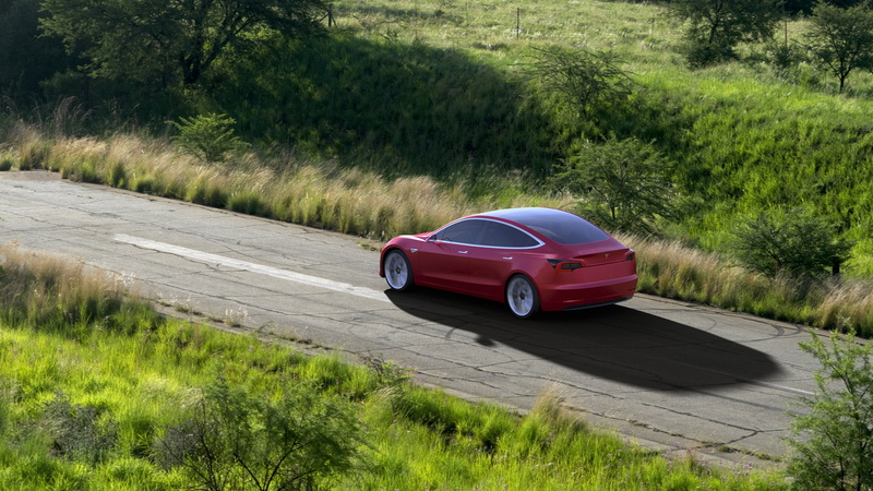 4K, Model 3, Tesla Model 3, 3D visualization, Tesla, vred
