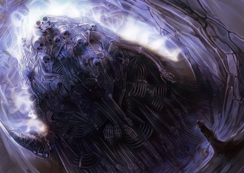 battle, fighting, artwork, souls, nito, 1dsouls, technical, 1080P, evil, skull, exploration, fantasy, skeleton, warrior, dark, stealth, drawing, purple