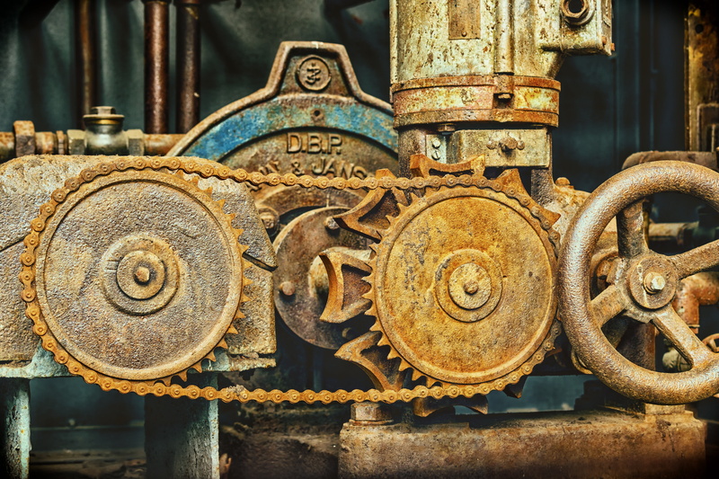 technology, mechanical, turn, deterioration, 5K, outdoors, valve, industry, machinery, wheel, close, gear, weathered, indoors, architecture, machine, focus on foreground