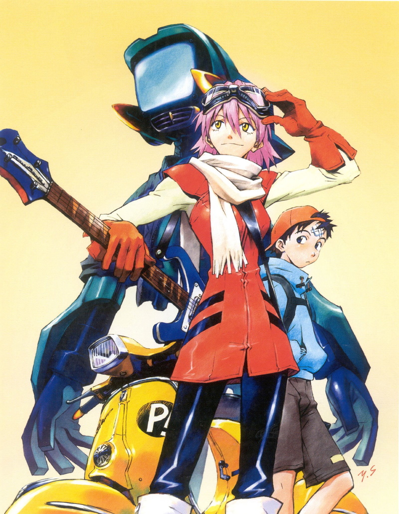 1080P, background, anime, canti, haruko, naota, haruhara, nandaba, simple, flcl, fooly, cooly