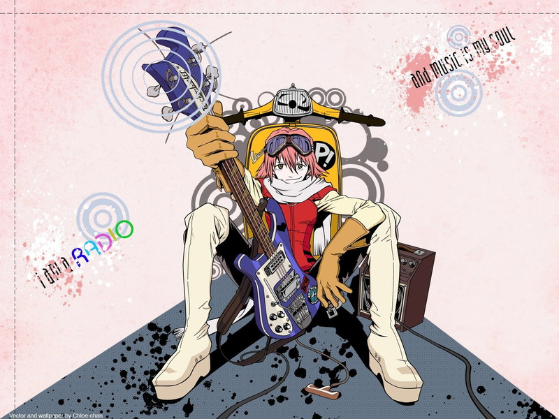anime, flcl, girls, haruko, haruhara, 720P, vespa, guitars, fooly, cooly