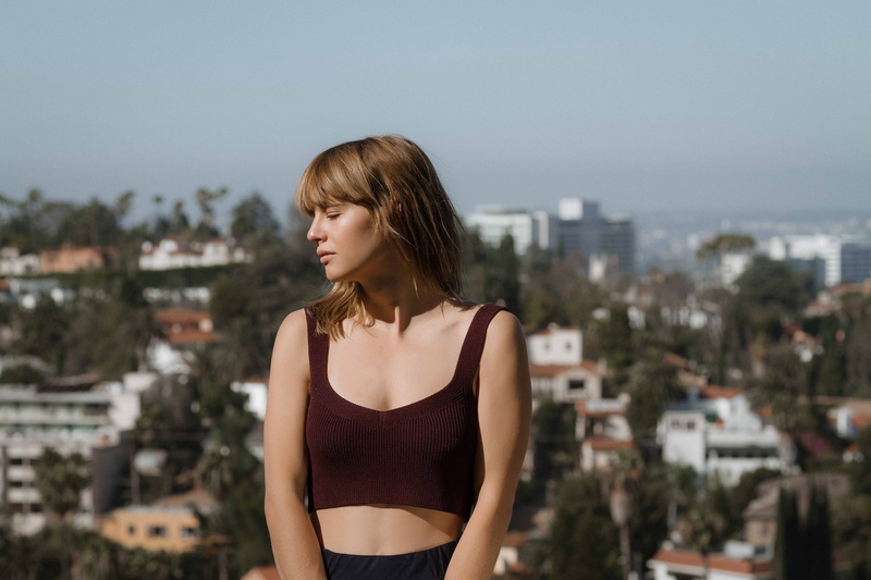 outdoors, city, blogger, fashion, lifestyles, beauty, cityscape, real people, standing, contemplation, hair, hairstyle, front view, Lisa Dengler, building exterior