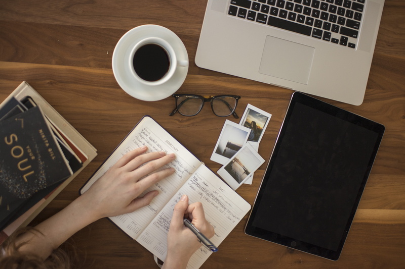 holding, coffee, communication, high angle view, indoors, person, drink, food and drink, cup, connection, keyboard, woman, overhead, technology, human hand