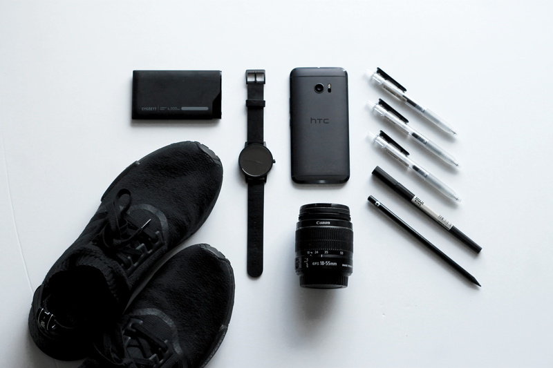 white background, stationery, android, close-up, table, shoe, minimal, analog, connection, white, music, indoors, lace, power bank, lay, medium group of objects