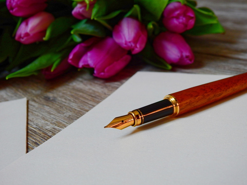 indoors, pen, filler, writing instrument, table, plant, bouquet, close-up, freshness, leave, 4K, ink, communicate, flower, flowering plant, letters, fountain pen