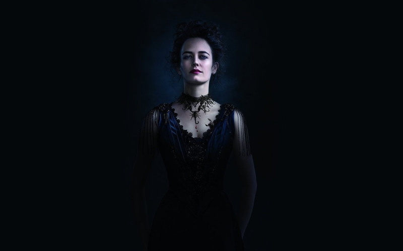 portrait, front view, studio shot, looking at camera, 720P, fashion, Eva Green, waist up, standing, contemplation, adult, beautiful woman, dark, hairstyle