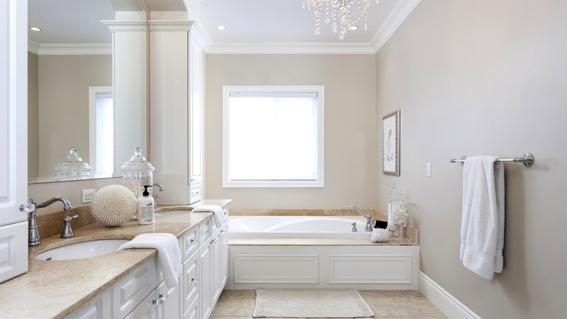 decoration, room, bathtub, bathroom, comfortable, elegance, domestic Bathroom, white color, white, wardrobe, home showcase interior, day, architecture