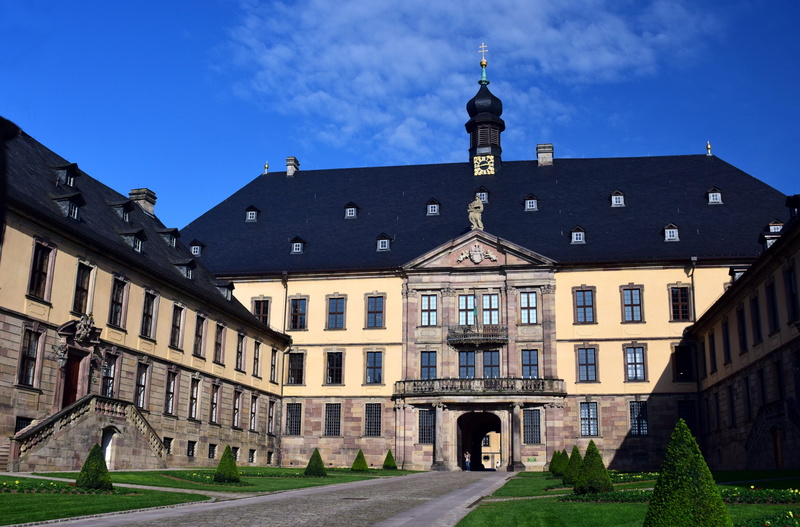 blue, history, castle, government, historically, residential district, schloss fulda, window, day, facade, park, old town, renovated, city, architecture