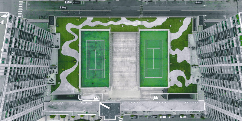 maze, sports, plot, building exterior, road, wiring, day, built structure, transportation, residential district, business, basketball, 2K, badminton, door