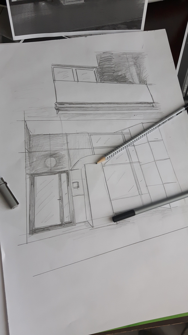 document, architect, technology, art and craft, paper, indoors, Sketch, high angle view, planning, design professional, table, design, blueprint, Figure