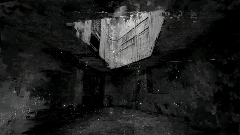 built structure, reflection, direction, dark, city, building exterior, outdoors, memory of a broken dimension, wet, water, architecture, spooky, old, illuminated