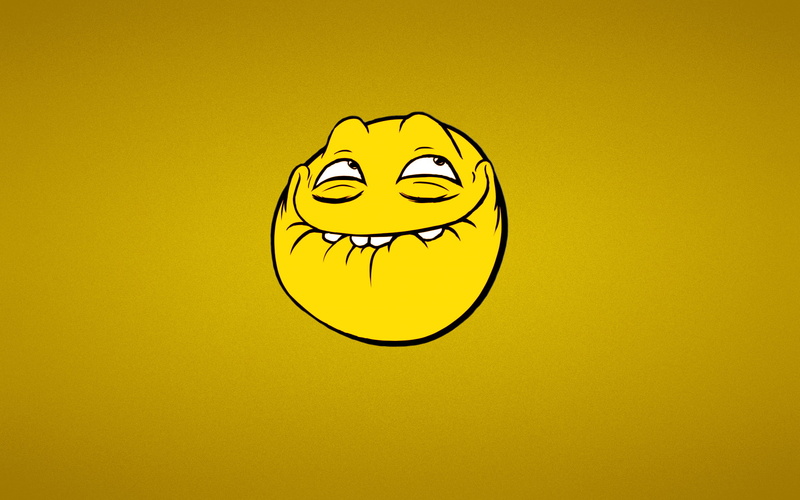 minimalism, Trollface, smile, The face of a Troll, yellow, 1080P