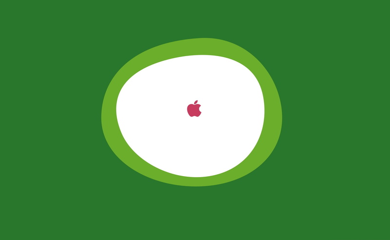 Apple, circle, indoors, environment, nature, green color, colored background, 2K, design, silhouette, Computers, Minimalist, sign, creativity, speech bubble