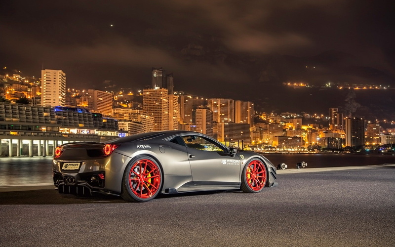 architecture, building exterior, city, skyscraper, Ferrari 458 Italia, mode of transportation, building, sky, street, no people, Ferrari, Prior Design