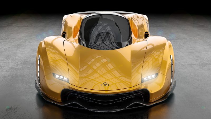 yellow, high angle view, reflection, close-up, mode of transportation, 4K, fast, vehicle, concept, automotive, drive, futuristic, day, land vehicle, automobile