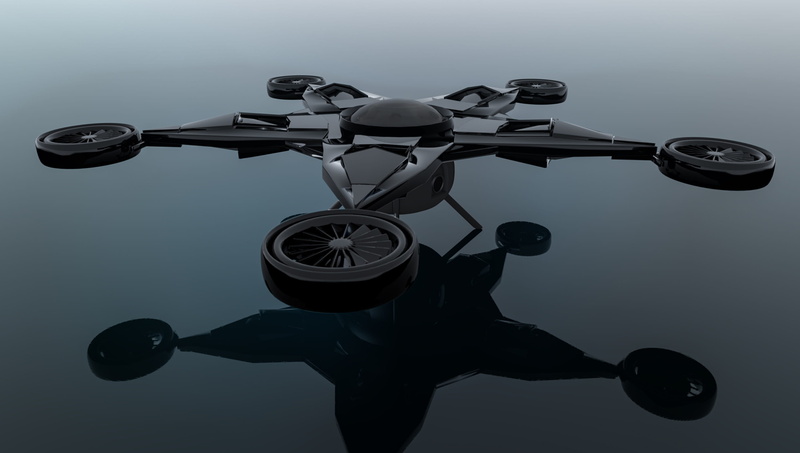 quadrocopter, air monitoring, rendering, close-up, futuristic, video, 3d, transportation, reflection, day, espionage, copter, background image, bicycle