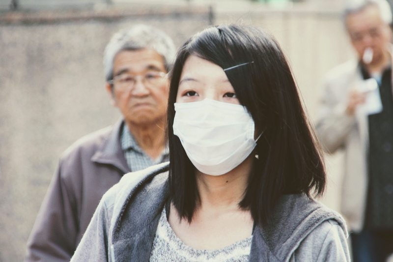 day, medical condition, woman, front view, casual clothing, wearing, headshot, portrait, image Technique, Mouth Guard, mouth, two people, built Structure
