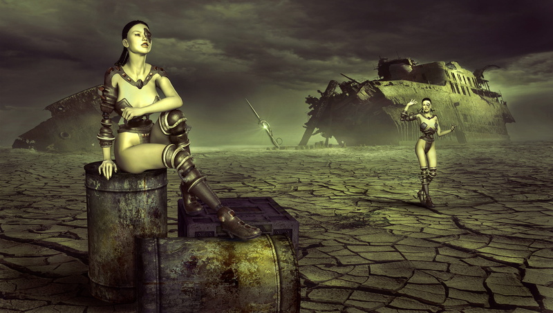 lost places, End Time, full length, scrap, night, environment, mood, wreck, horror, composing, surreal, Fantasy, architecture, history, adult, army soldier