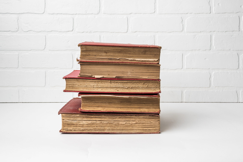 old, white color, brick, stacked, hard, no people, hardcover book, publication, red, bind, expertise, architecture, several, 5K, book, table, indoors