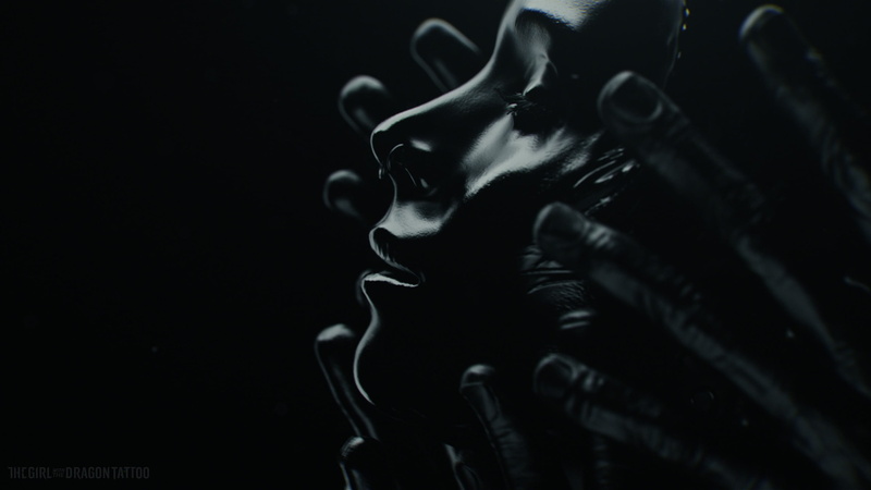 2K, novel, indoors, side view, black, fingers, illustration, portrait, human body part, black color, Rooney Mara, young adult, face, people, black background