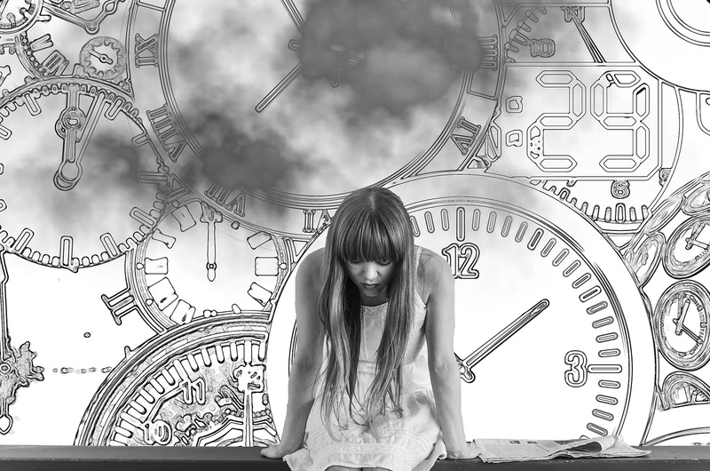 hurry, young women, women, think, sad, angel, digital composite, young, lonely, watches, representation, fast moving, time travel, wait, creativity, young adult
