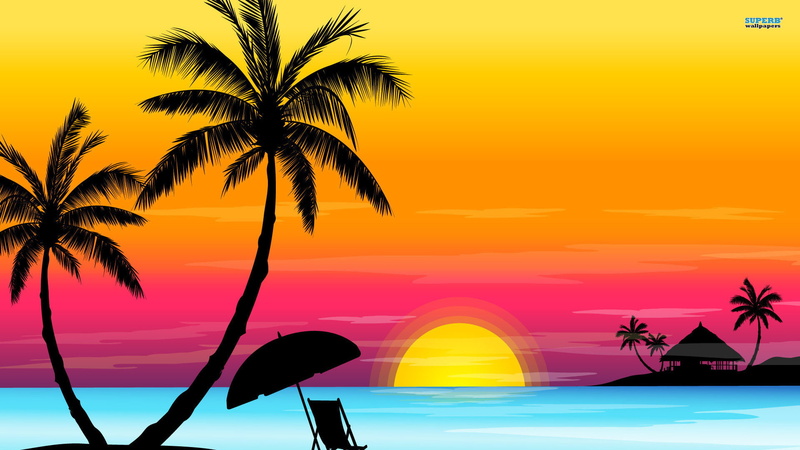 1920x1080, wallwuzz, 1080P, sunset, tropical beach, array, storevector, Beach