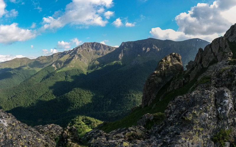 4K, beauty in nature, no people, travel destinations, bulgaria, mountain range, the singing rocks, outdoors, plant, cloud - sky, mountain peak, nature