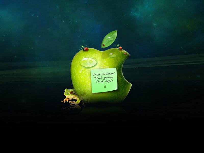 different, green, brand and logo, think, 1080P, apple