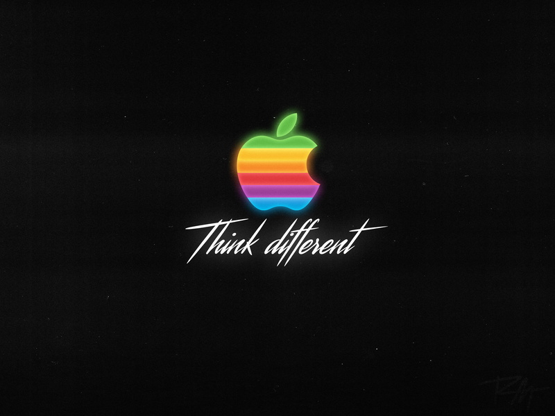 Apple, Dark background, Logo, 4K, 4K, HD, Think different
