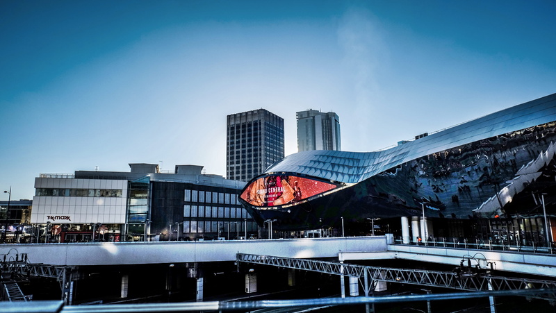 station, transportation hub, buildings, building, united kingdom, skyscraper, railing, clear sky, reflection, structure, eye, train, sunlight, modern, winter