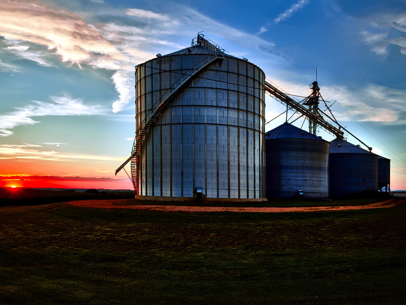 no people, reflections, industry, clouds, cloud - sky, outdoors, sunset, silo, silos, buildings, country, environment, land, agriculture, storage tank