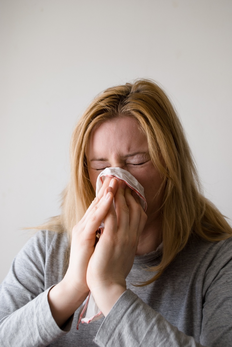 blowing Nose, cold And Flu, women, indoors, blond hair, blow, fever, sick, headshot, person, hospital, face, grey, allergy, human Nose, medical condition