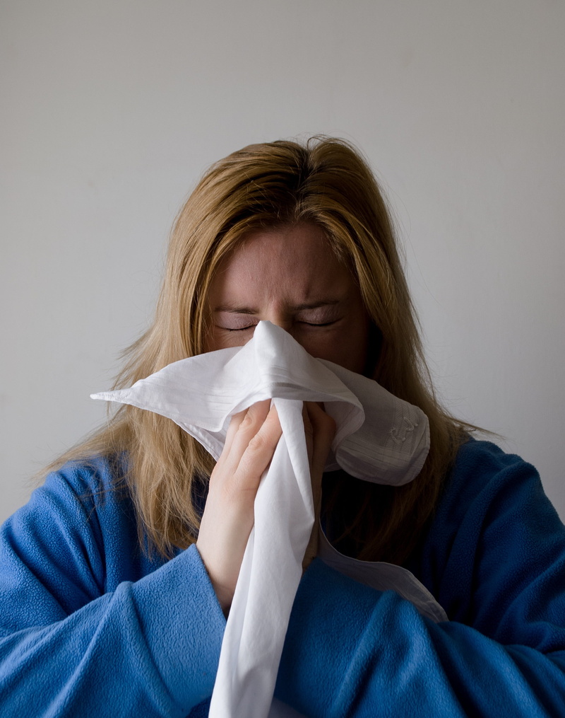 protection, people, holding, one person, illness, blond hair, virus, ill, person, front view, scarf, handkerchief, studio shot, Blow, young adult, cold and flu