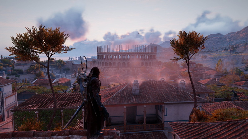 built structure, nature, Assassins Creed: Origins, high angle view, building exterior, building, plant, communication, tree, 1080P, cloud - sky, Bayek