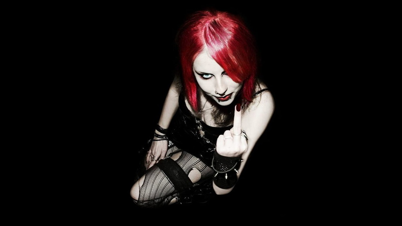 redhead, looking at viewer, middle finger, 1080P