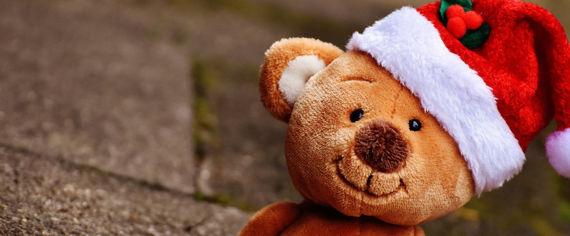 child, stuffed toy, cute, toy, teddy bear, mammal, 4K, holding, bear, people, teddy, funny, holiday, close-up, santa hat, childhood, day, christmas decoration