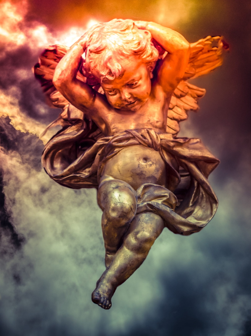 cupid, seraphim, creativity, romance, human representation, flying, religion, statue, nature, heaven, male likeness, outdoors, full length, sculpture, cherubim