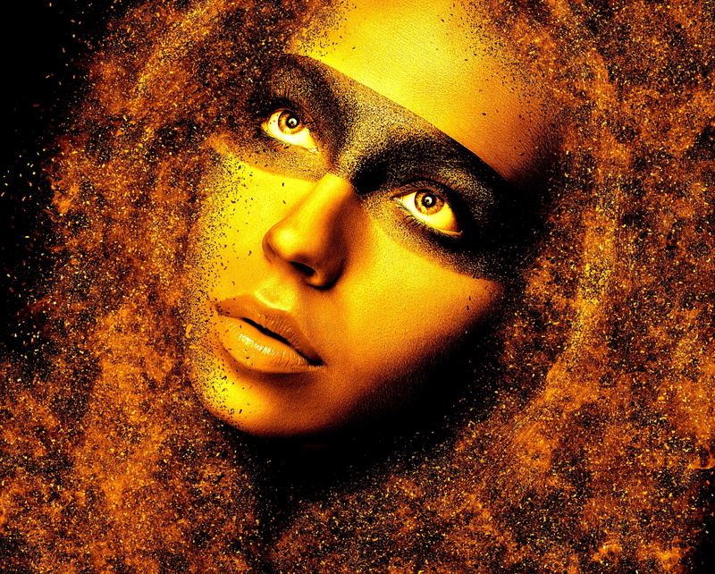 eyes, model, human body part, beautiful woman, face, young woman, art, paint, view, woman, gold colored, makeup, one person, head, goold, adult, young women
