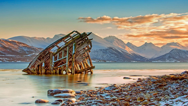 snow, nature, sunset, snowcapped mountain, winter, mountain range, bing, water, architecture, non-urban scene, beauty in nature, tranquility